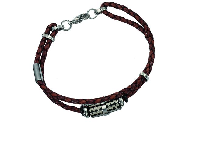 Lederarmband mit Edelstahlelementen