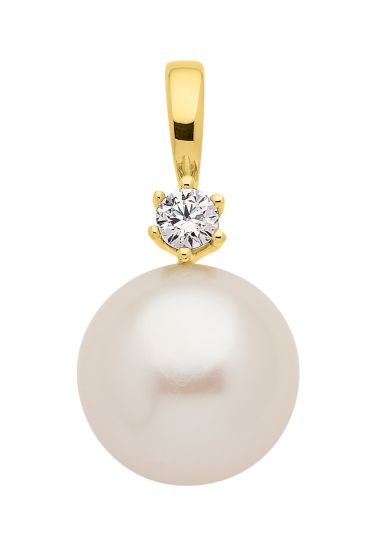 Anhänger mit Zirkonia mit Süßwasserzuchtperle